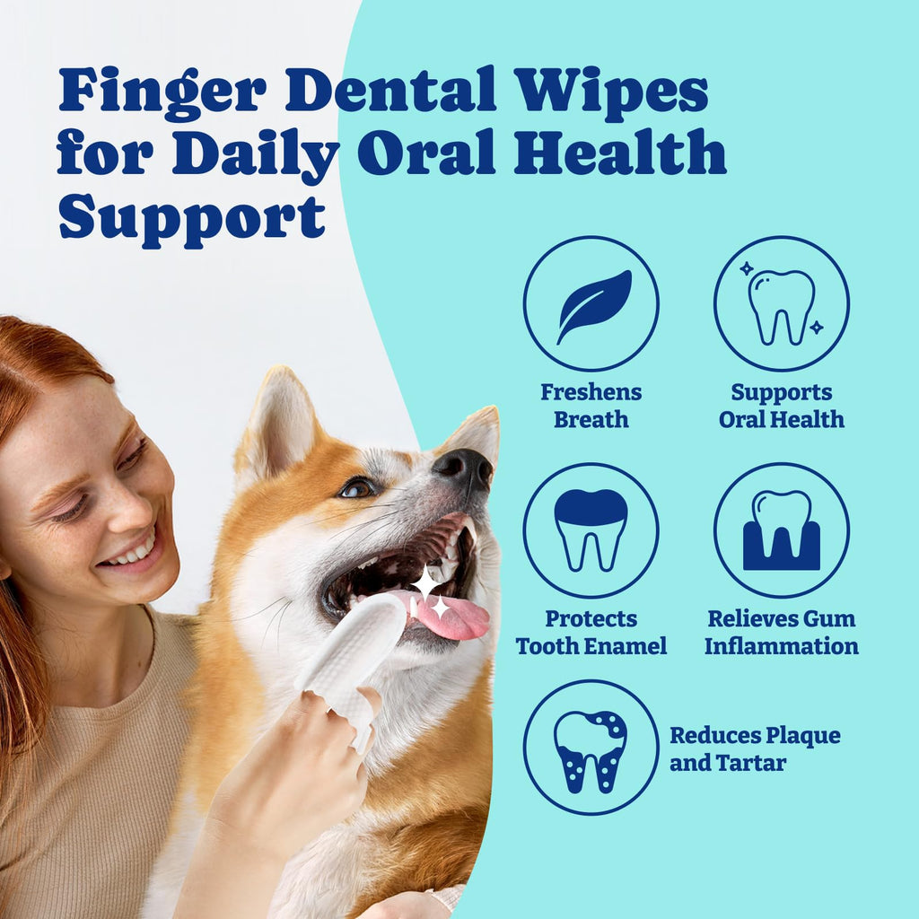 YoYoBay Cat & Dog Teeth Cleaning Wipes | Dual-Sided Herbal Formula 50 PCS Unflavored
