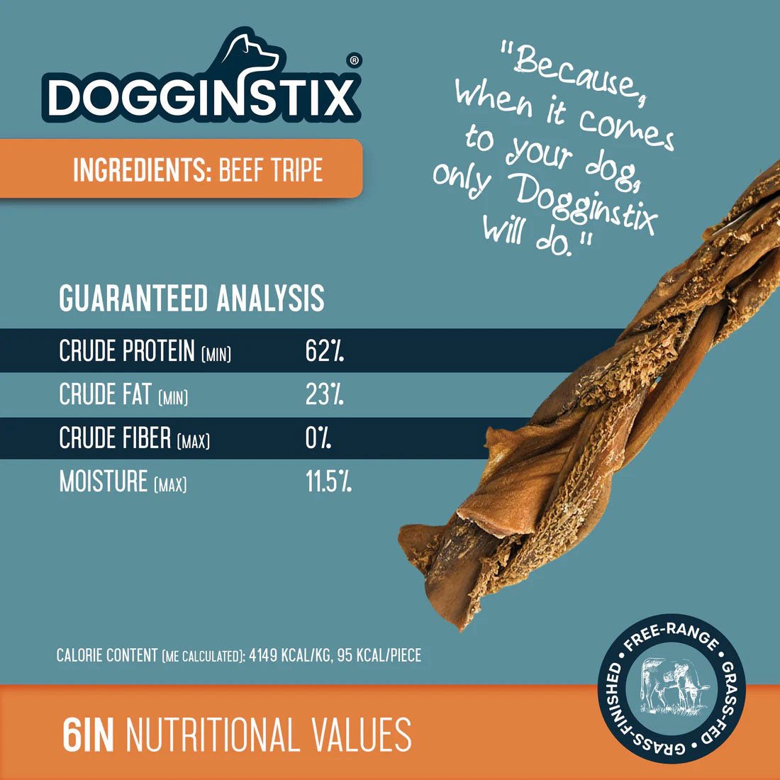 Dogginstix Braided Beef Tripe Natural Dog Chew | Digestible, Nutrient Rich, Omega 3