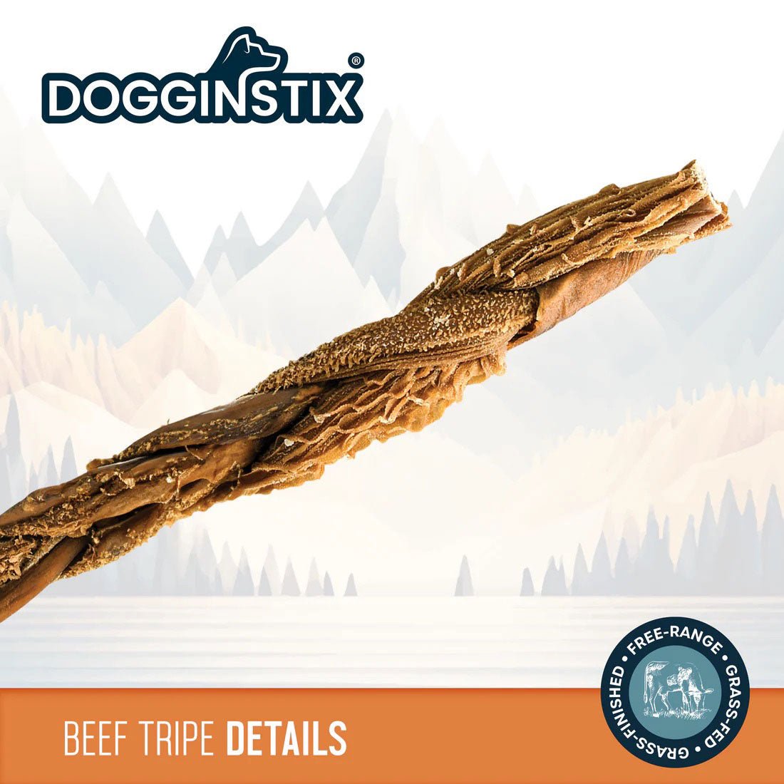 Dogginstix Braided Beef Tripe Natural Dog Chew | Digestible, Nutrient Rich, Omega 3