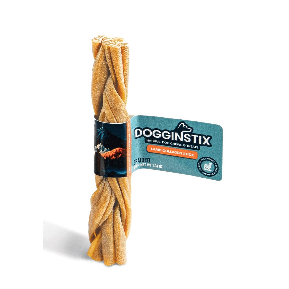 Dogginstix Braided Lamb Collagen Dog Chew | Long Lasting, Digestible, High Protein Rawhide Alternative