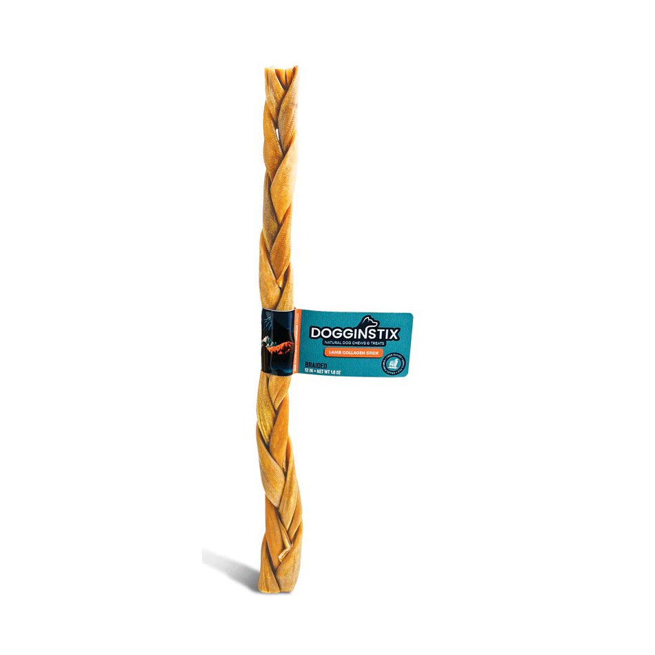 Dogginstix Braided Lamb Collagen Dog Chew | Long Lasting, Digestible, High Protein Rawhide Alternative