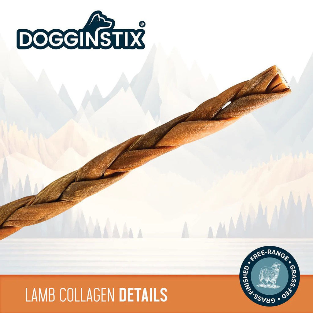 Dogginstix Braided Lamb Collagen Dog Chew | Long Lasting, Digestible, High Protein Rawhide Alternative