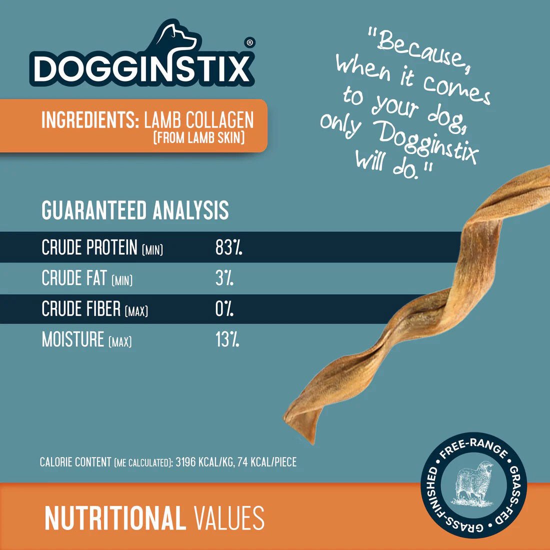 Dogginstix Braided Lamb Collagen Twist Dog Chew | Natural, Odor Free, Long Lasting