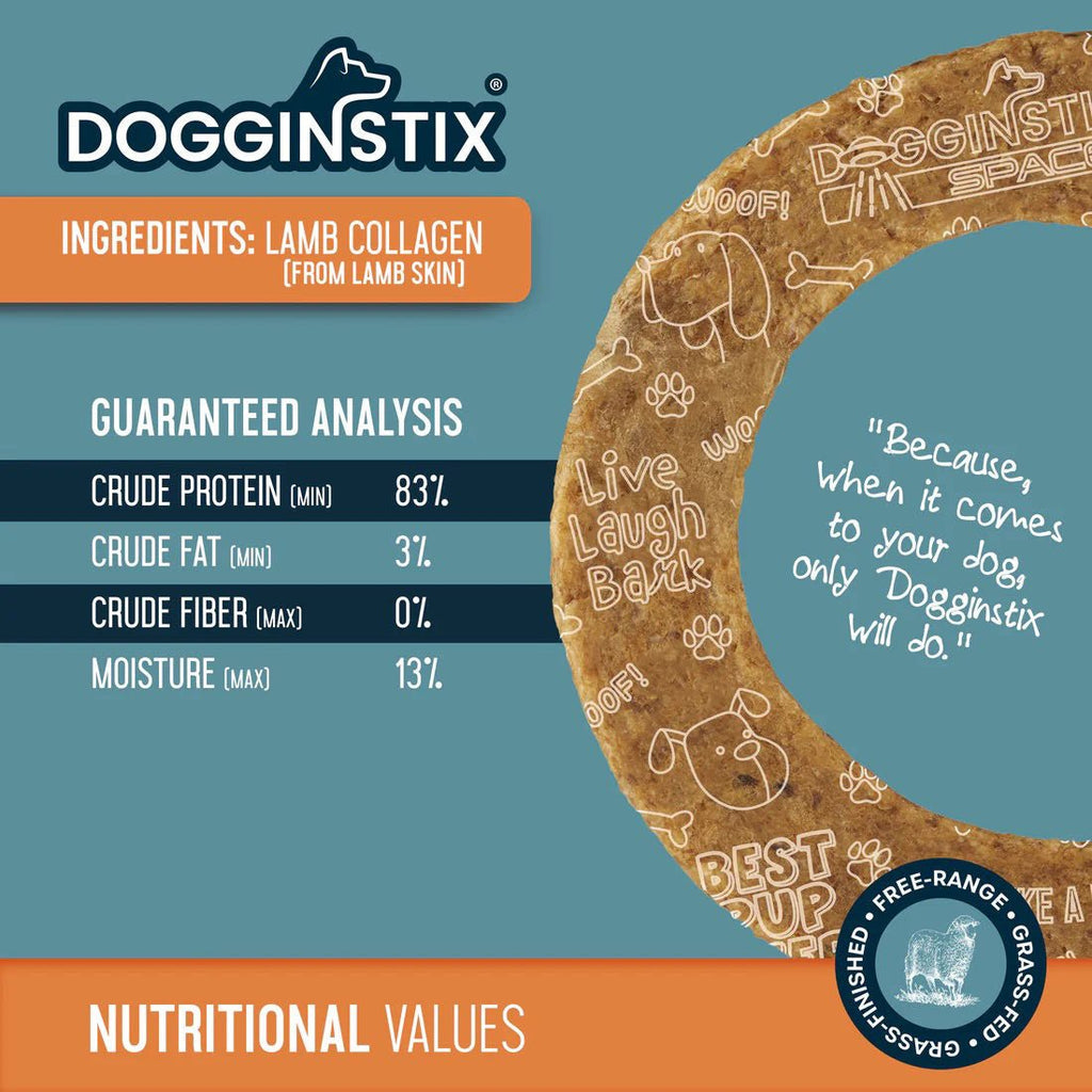 Dogginstix Lamb Collagen Cosmic Donut Dog Chew & Toy | Natural, Grass-Fed, Low Fat
