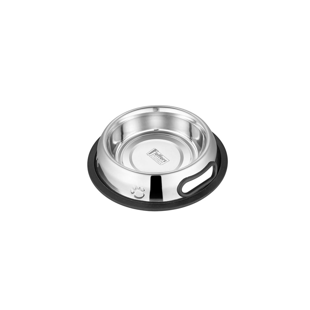 Pet Embossed No-Tip Anti-Skid Stainless Steel Pet Bowls for Dogs, Cats, Puppies, Kittens | Rubber Base, Food & Water Feeding Dish