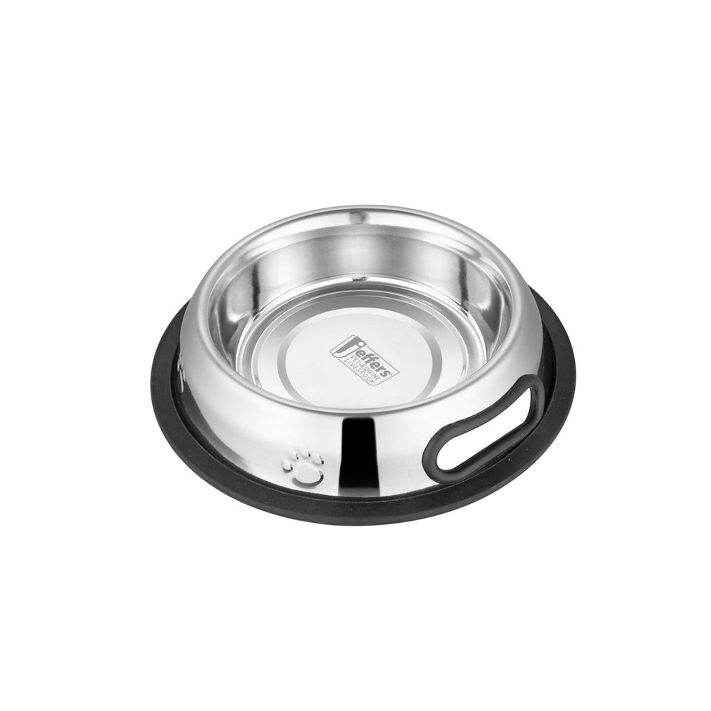 Pet Embossed No-Tip Anti-Skid Stainless Steel Pet Bowls for Dogs, Cats, Puppies, Kittens | Rubber Base, Food & Water Feeding Dish