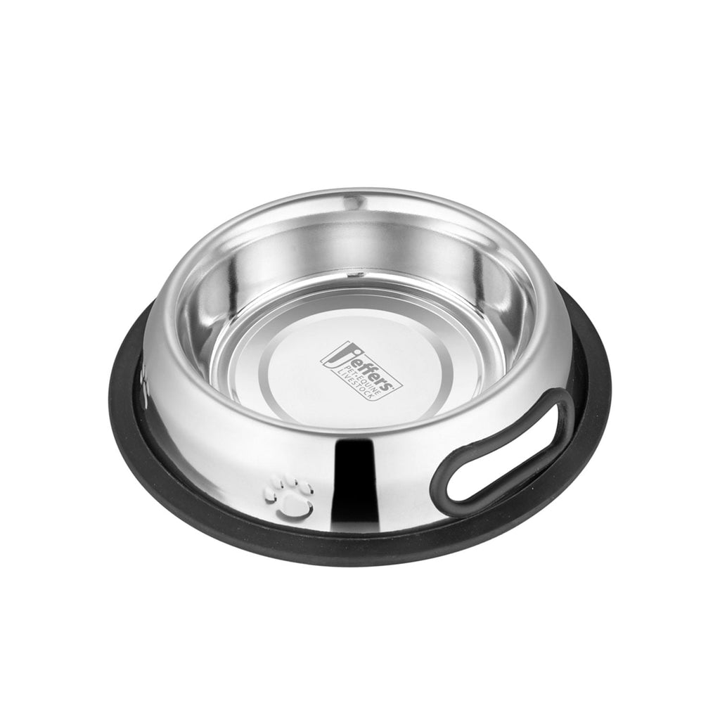 Pet Embossed No-Tip Anti-Skid Stainless Steel Pet Bowls for Dogs, Cats, Puppies, Kittens | Rubber Base, Food & Water Feeding Dish