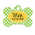 Lime Green & Yellow Pet Name Tag | Custom Pet ID Tag - Polka Dots