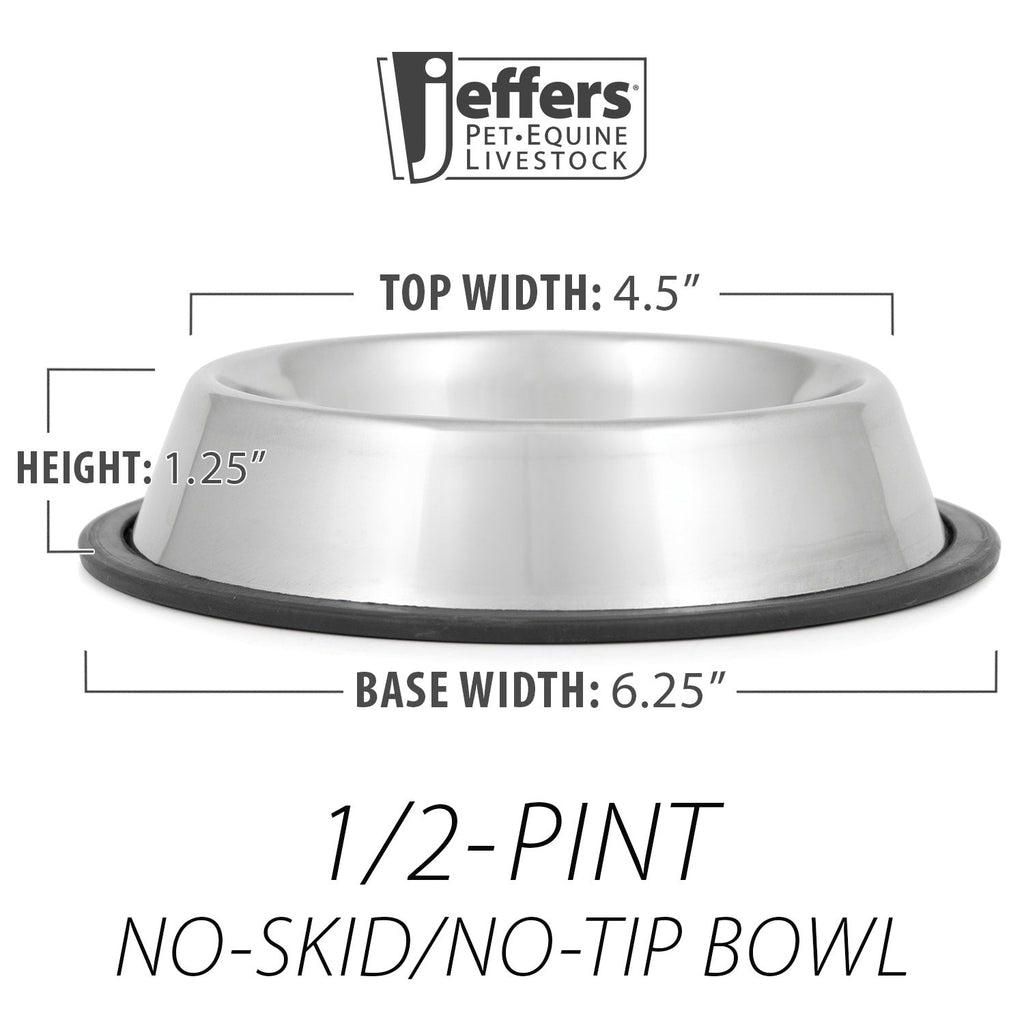 No-Skid/No-Tip Stainless Steel Pet Bowls
