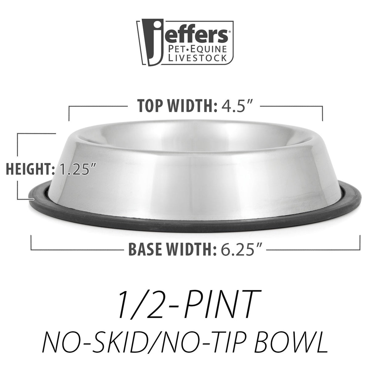No-Skid/No-Tip Stainless Steel Pet Bowls