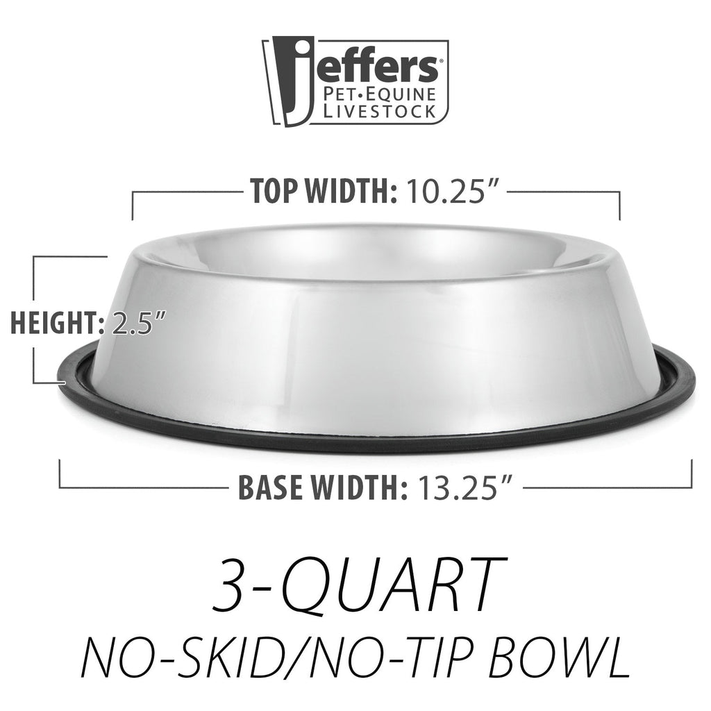 No-Skid/No-Tip Stainless Steel Pet Bowls
