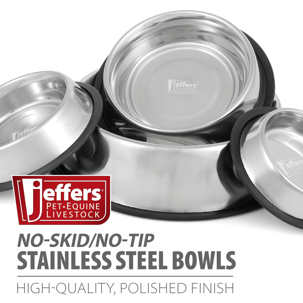 No-Skid/No-Tip Stainless Steel Pet Bowls