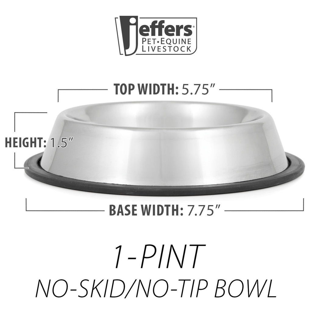 No-Skid/No-Tip Stainless Steel Pet Bowls