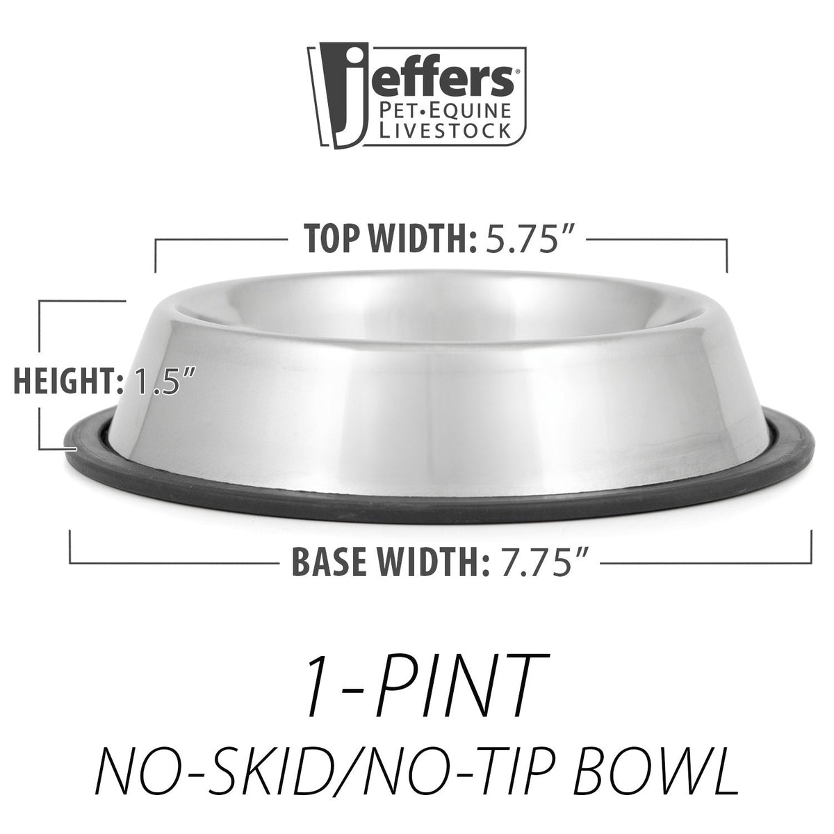 No-Skid/No-Tip Stainless Steel Pet Bowls