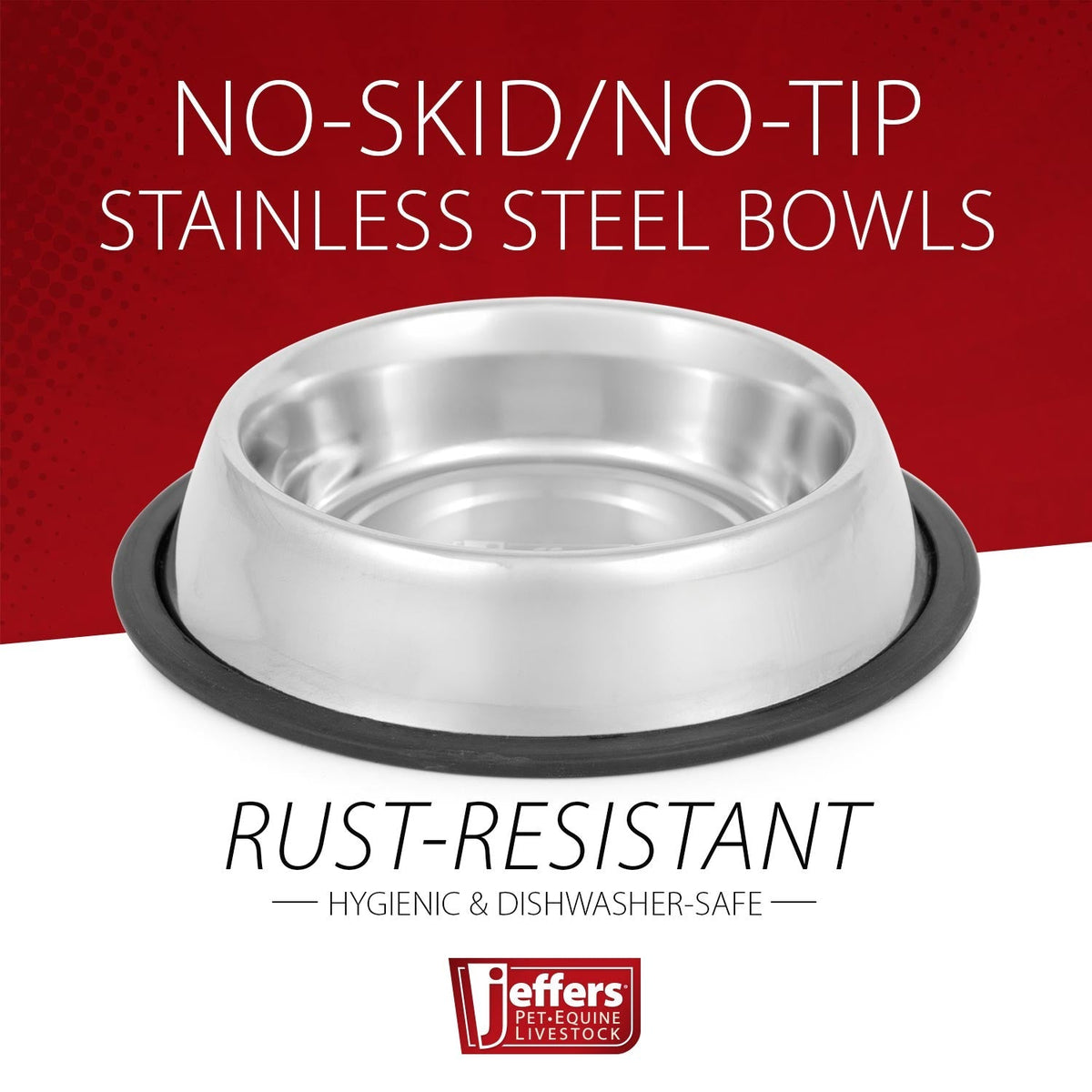No-Skid/No-Tip Stainless Steel Pet Bowls