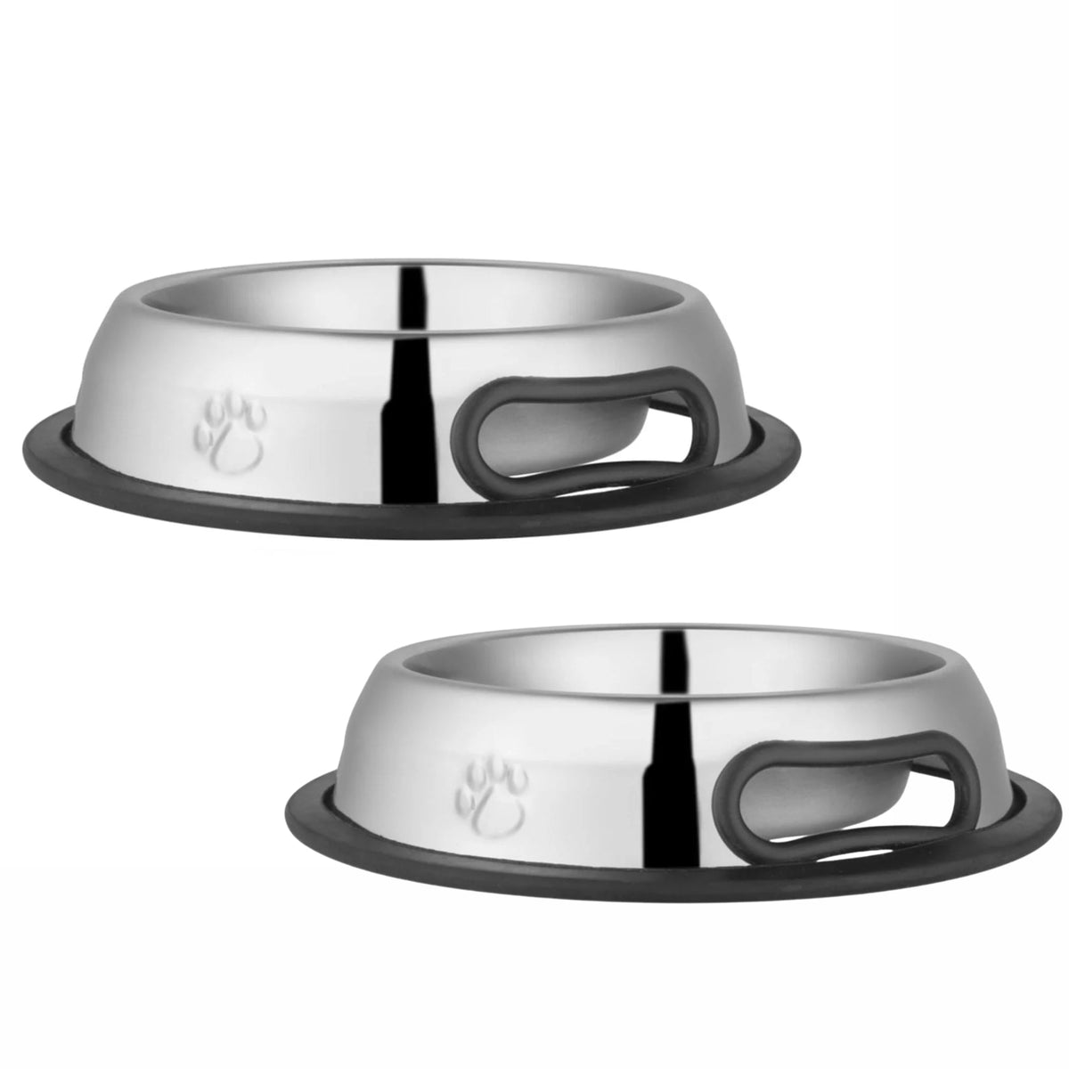Pet Embossed No-Tip Anti-Skid Stainless Steel Pet Bowls for Dogs, Cats, Puppies, Kittens | Rubber Base, Food & Water Feeding Dish