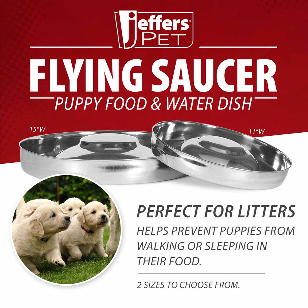 Stainless Steel Flying Saucer Puppy Food & Water Bowl
