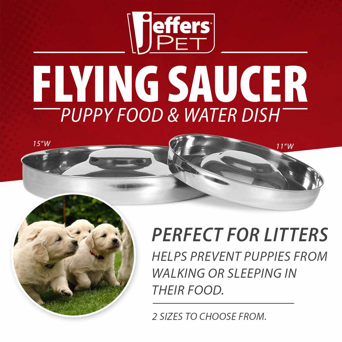 Stainless Steel Flying Saucer Puppy Food & Water Bowl